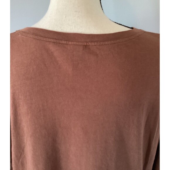 Wild Fable Long Sleeve V-Neck Notch Front Cropped Boxy T-Shirt Brown Women’s LG - Picture 6 of 6